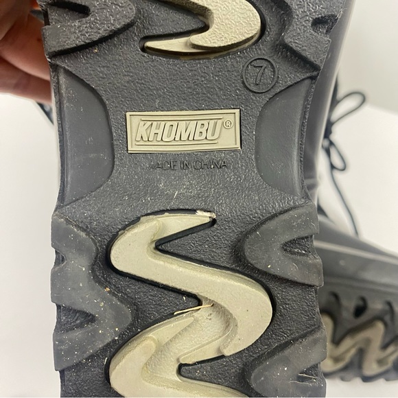 Khombu Nordic 2 Black Gray Winter Snow Tall Boots Lace-up Faux Fur Suede Size 7 - Picture 3 of 14